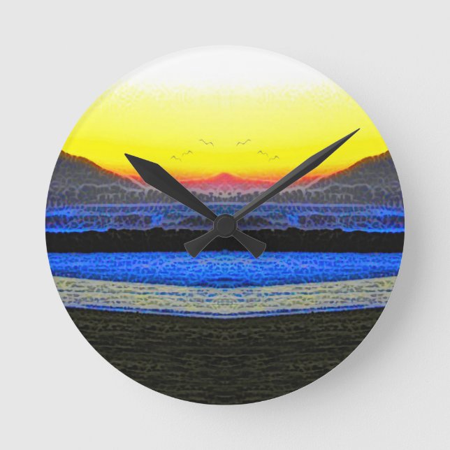 Horloge Ronde Coucher de soleil mystique à double vision (Recto)