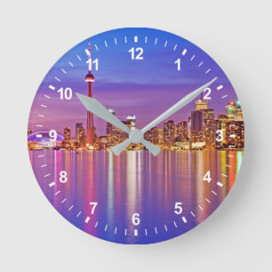 Horloge Ronde Coucher de soleil sur la ligne d'horizon de Toront
