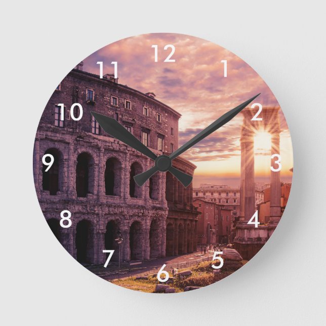 Horloge Ronde Coucher de soleil sur le Colisée de Rome à Rome (Recto)