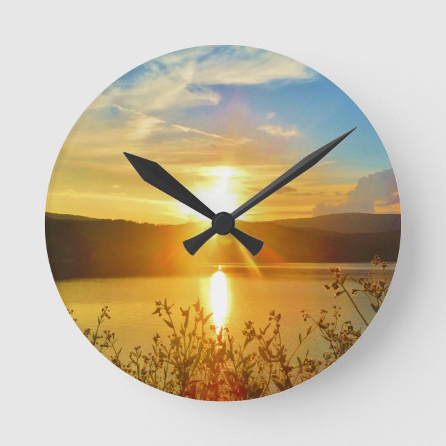 Horloge Ronde Coucher de soleil sur le lac Arrowhead (Recto)