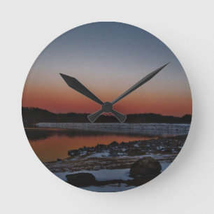 Horloge Ronde Coucher de soleil sur le lac Arrowhead