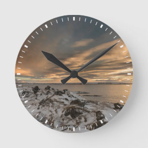 Horloge Ronde Coucher de soleil sur le lac Myvatn, Islande