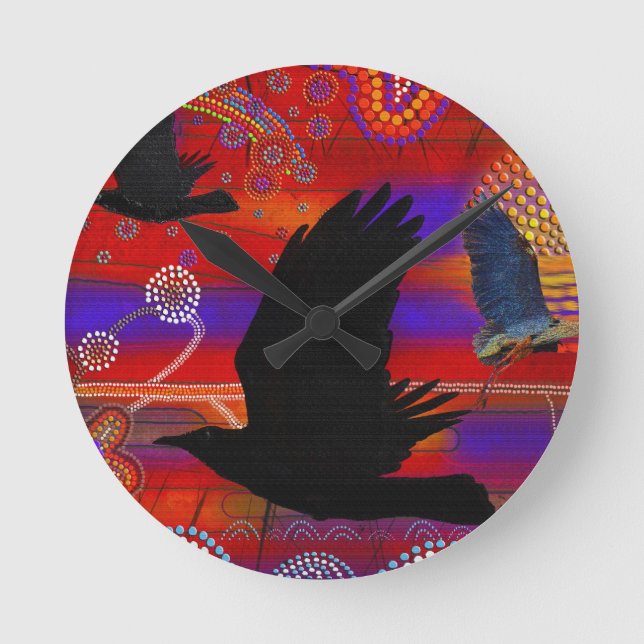 Horloge Ronde Coucher de soleil sur le lac Wendouree Art aborigè (Recto)