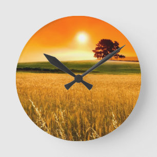 Horloge Ronde Coucher du soleil rouge sang