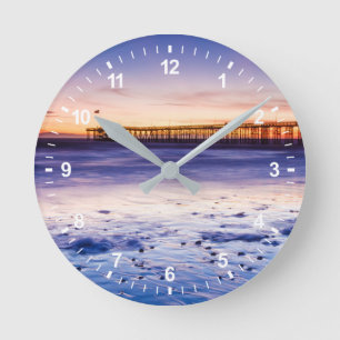 Horloge Ronde Coucher Du Soleil Sur La Quai De Ventura Et La Pla
