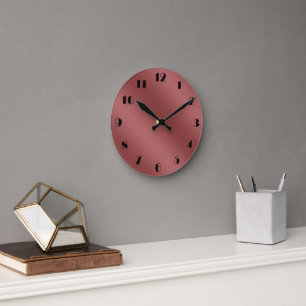 Horloge Ronde Couleur Aquarelle moderne agréable Couleur rouge u