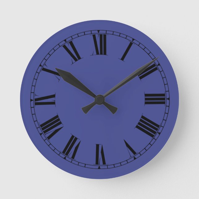 Horloge Ronde Couleur bleue Bayou solide (Recto)