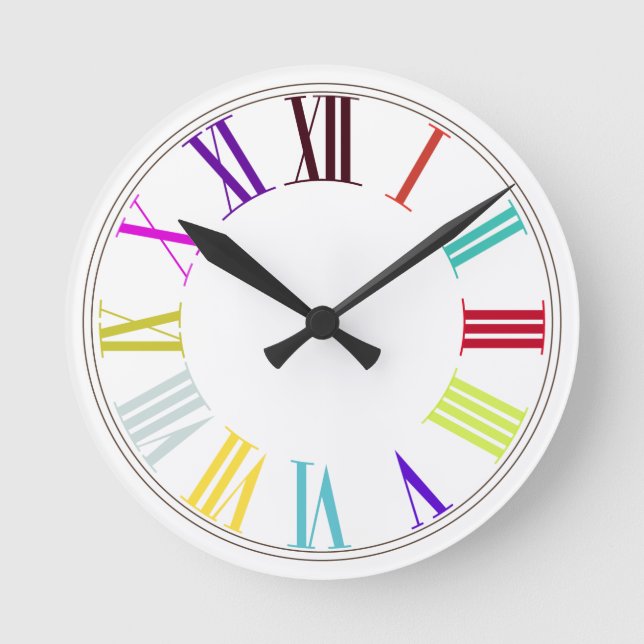 Horloge Ronde Couleur de fond DIY/numéros romains de PixDezine (Recto)