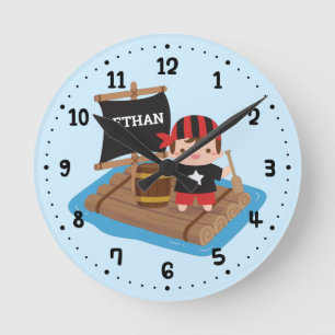 Horloge Ronde Couleur de mur pour les petits garçons Pirate Set