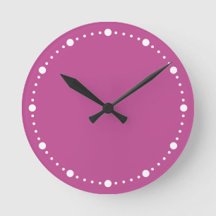 Horloge Ronde Couleur de tendance - Berry rose points blanc Horl