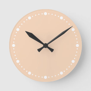Horloge Ronde Couleur de tendance - Pinceau et points blancs - H