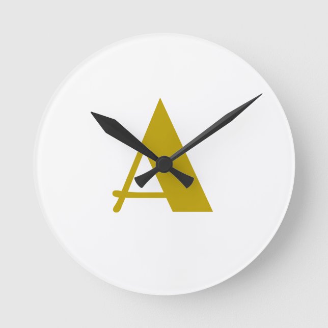 Horloge Ronde Couleur or Personnalisé Monogramme Lettre initiale (Recto)