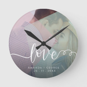 Horloge Ronde Couleur Pastel   Amour   Photo