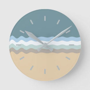 Horloge Ronde Couleur Plage - Sable Brown clair Beige Turquoise