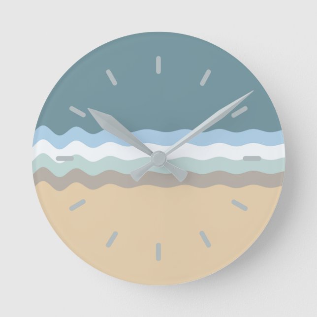 Horloge Ronde Couleur Plage - Sable Brown clair Beige Turquoise  (Recto)
