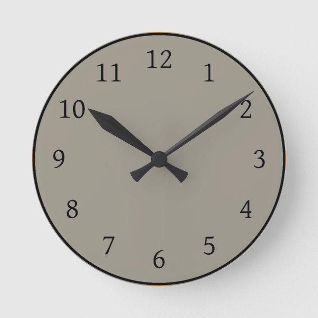 Horloge Ronde Couleur solide gris clair en acier (Recto)