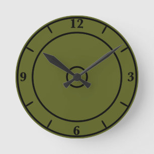 Horloge Ronde Couleur solide vert olive