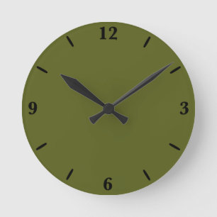 Horloge Ronde Couleur solide vert olive