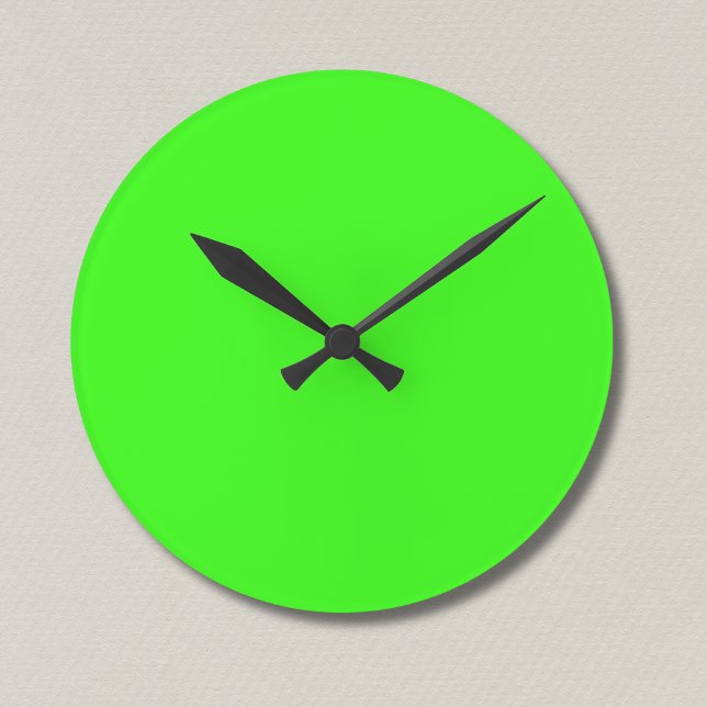 Horloge Ronde Couleur solide verte néon | Classique (Créateur téléchargé)