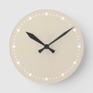 Horloge Ronde Couleur tendance - Points blancs beiges naturels H