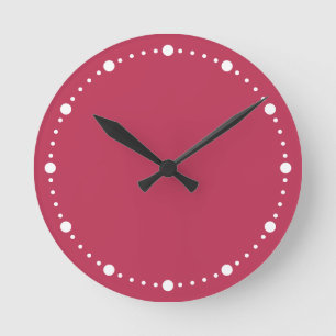 Horloge Ronde Couleur tendance Vibrant Magenta White Dots Horlog