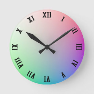 Horloge Ronde Couleurs minimalistes Pastel Arc-en-ciel, chiffres