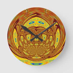 Horloge Ronde Couleurs traditionnelles africaines Jaune doré