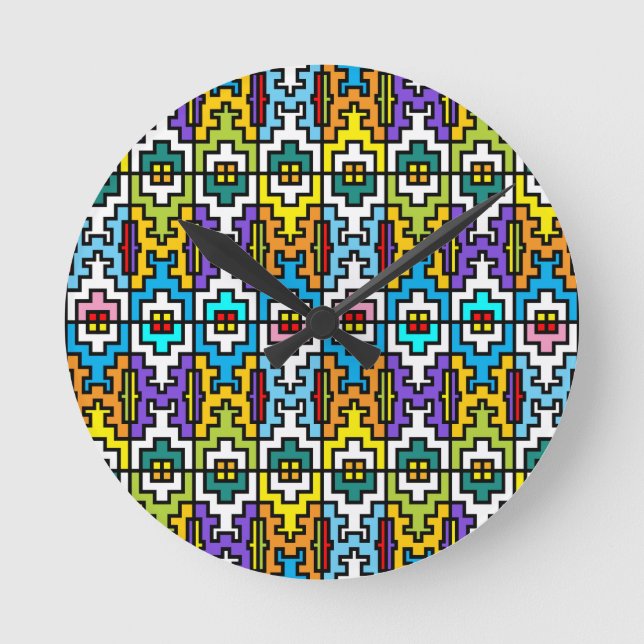 Horloge Ronde Couleurs vives motif africain (Recto)