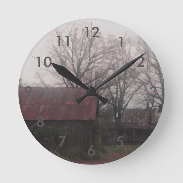 Horloge Ronde Country Barn Rustic Winter (Recto)