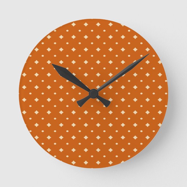 Horloge Ronde Country chic, orange brûlé, neutre, motif (Recto)