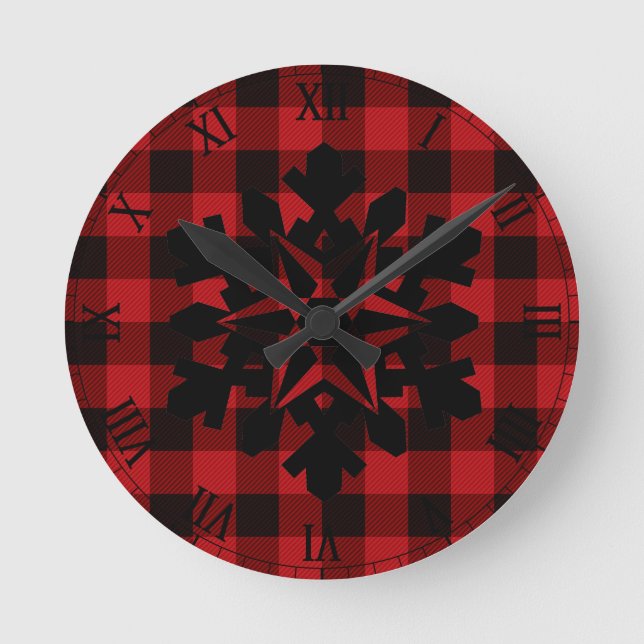 Horloge Ronde Country red and black plaid (Recto)