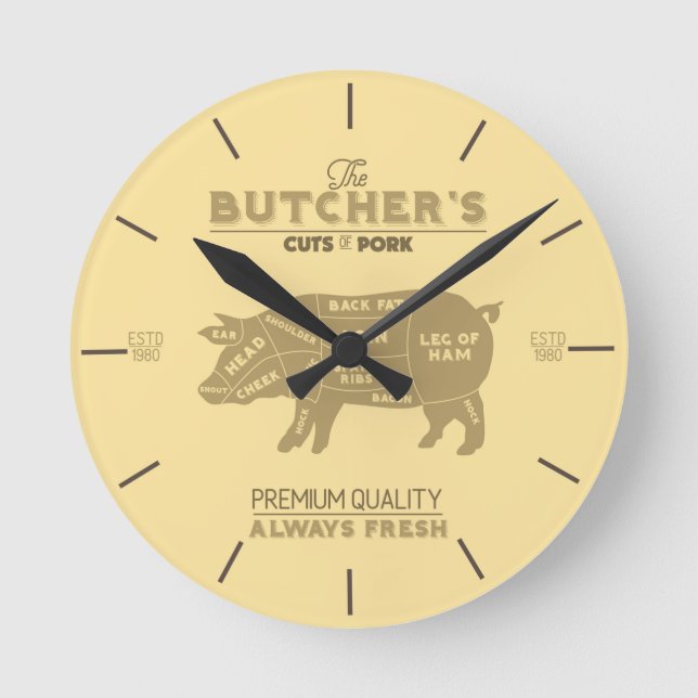 Horloge Ronde Coupe de Pork Pig (Recto)