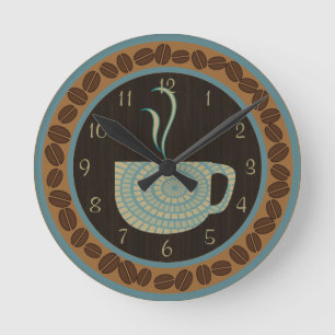 Horloge Ronde Coupe O Café Brown et Turquoise