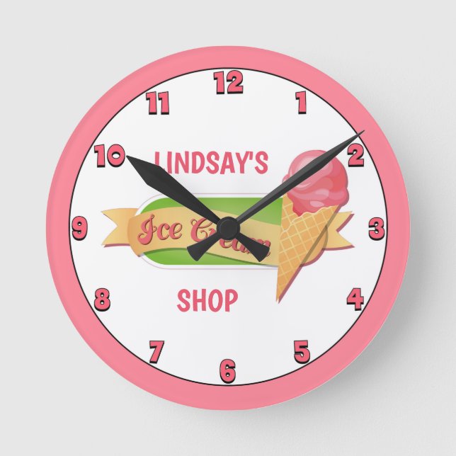 Horloge Ronde Coupe Pink Ice Cream (Recto)