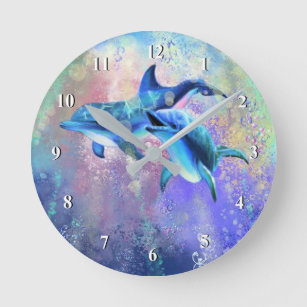 Horloge Ronde Couple dauphin - Beau