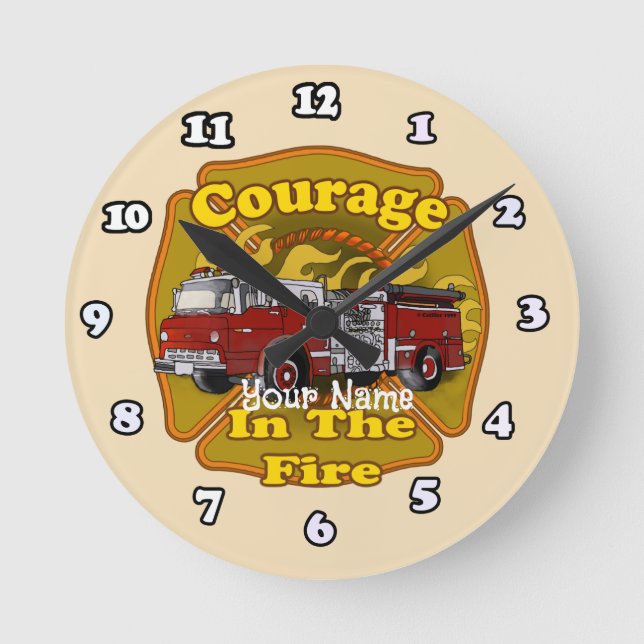 Horloge Ronde Courage Camion de pompiers pompiers  (Recto)