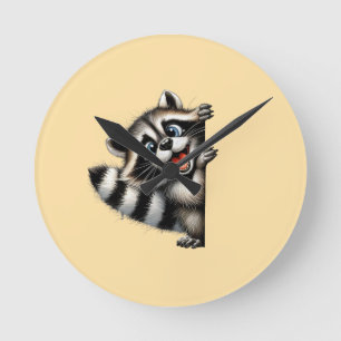 Horloge Ronde Courbe de Noël adorable Raccoon - Gif de Noël mign