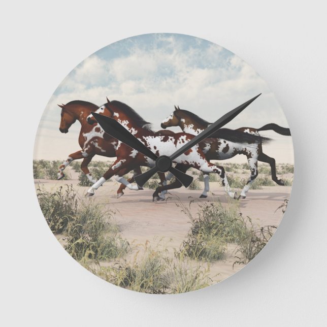 Horloge Ronde Courez comme le vent - Galloping Paint Horse (Recto)