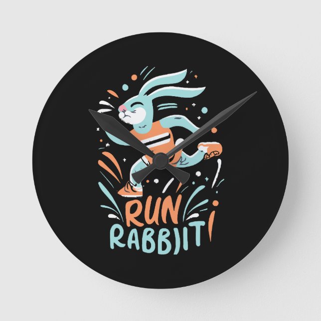 Horloge Ronde courir lapin marathon coureur lapin mignon (Recto)