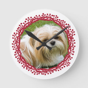 Horloge Ronde Couronne de baies rouges design de cadre photo per