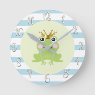 Horloge Ronde Couronne d'or de prince grenouille Mignon Fantaisi