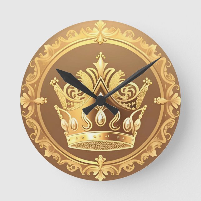 Horloge Ronde Couronne Dorée Élégante (Recto)