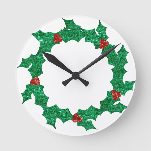 Horloge Ronde couronne saint de noël (Recto)
