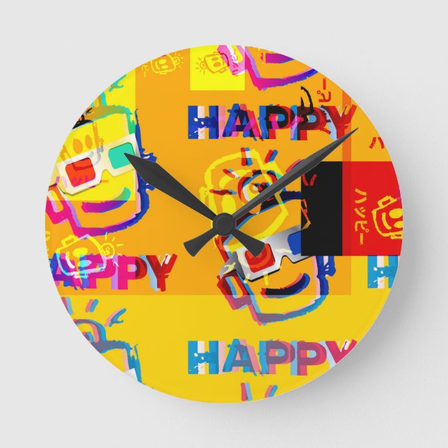 Horloge Ronde Coussin GLITCHÉ HEUREUX (Recto)