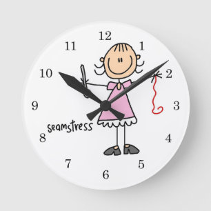 Horloge Ronde Couturière Bonhomme Allumette