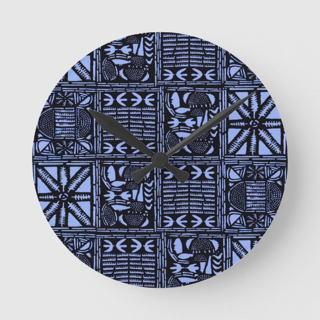 Horloge Ronde Couvre-lit Indigo Batik - Bleu (Recto)