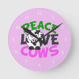 Horloge Ronde Cow Love Cute Rose
