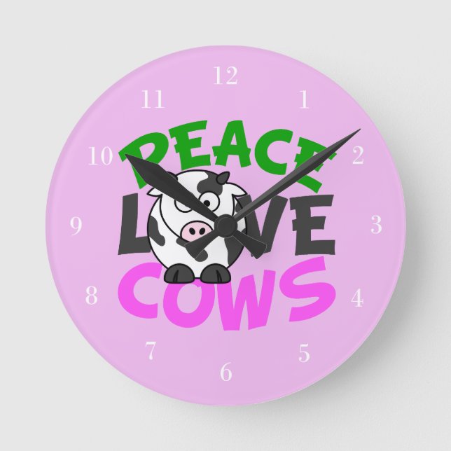 Horloge Ronde Cow Love Cute Rose (Recto)