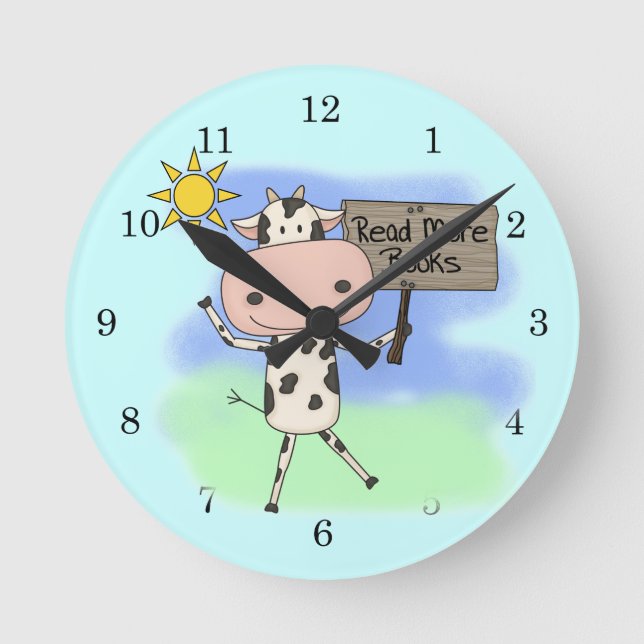 Horloge Ronde Cow Read More Books (Recto)