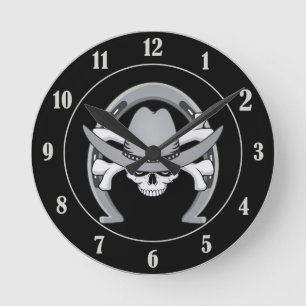 Horloge Ronde Cowboy Horseshoe